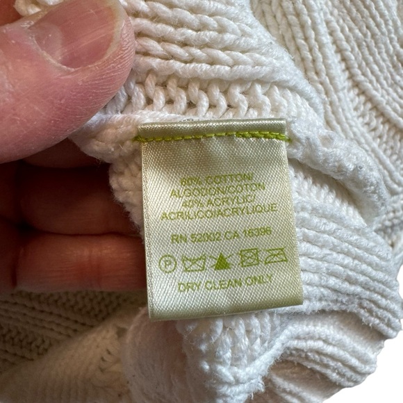 Sigrid Olsen Women's Cream Off White Boat Neck Cotton Sweater Size Medium - Picture 6 of 7